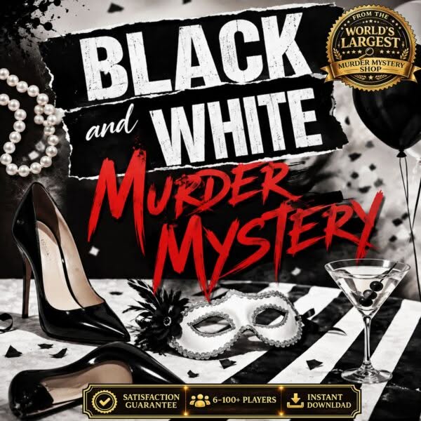 Black and White Murder Mystery Party Game Kit