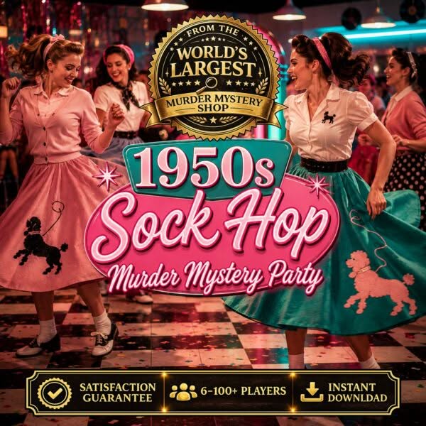 1950s Sock Hop Murder Mystery Party Game | Printable Retro Birthday Mystery