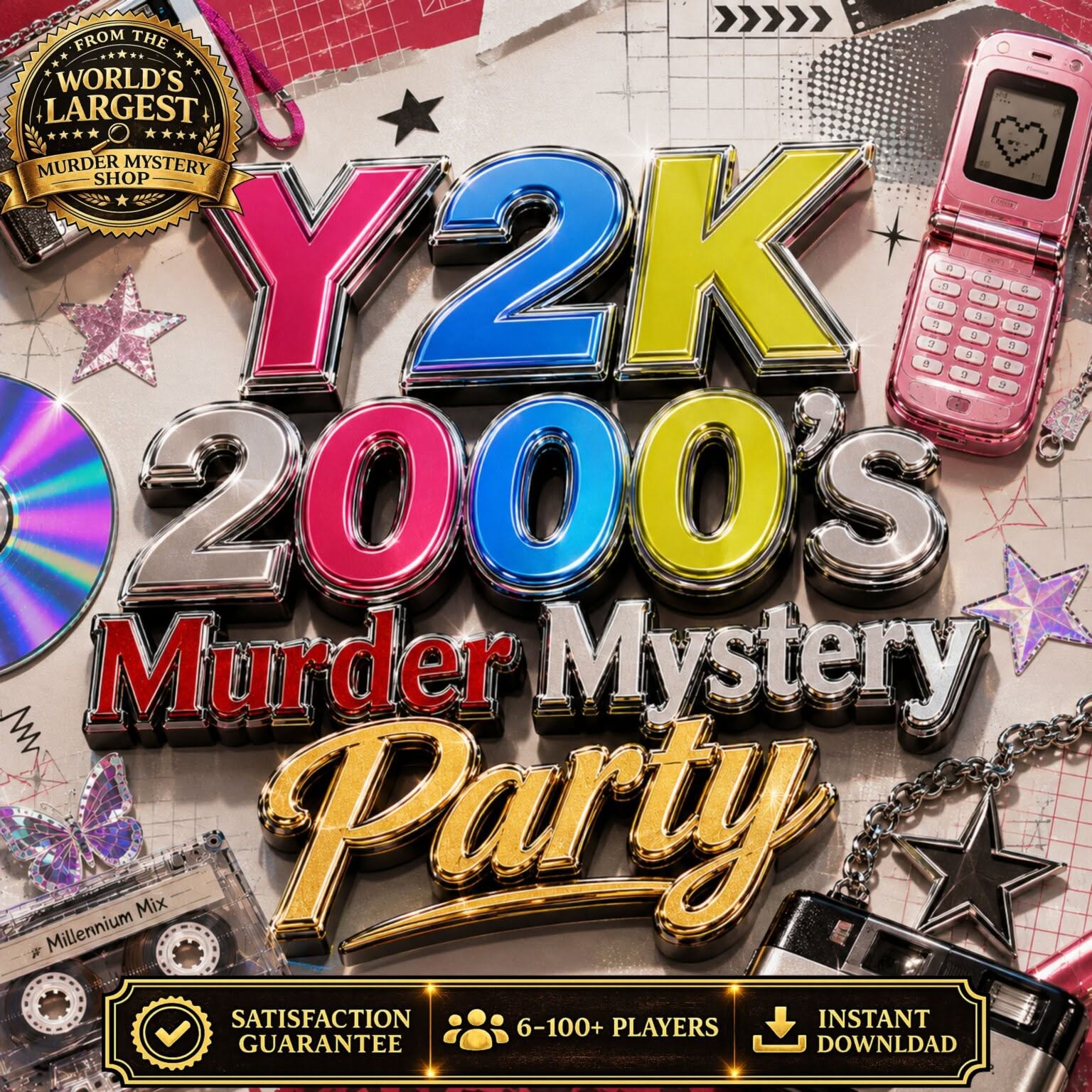 Y2K Murder Mystery Game Printable | Teen Murder Mystery Game | New Years Eve Party Game