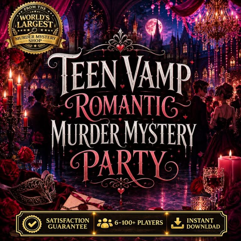 Teen Halloween Party Game, Printable Vampire Mystery for Birthdays and Sleepovers, Ages 11+, 6 to 100+ Players