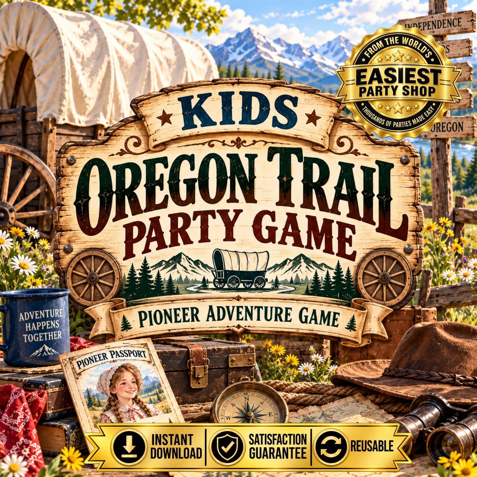Oregon Trail Party Kit: Printable Pioneer Adventure Game for Kids
