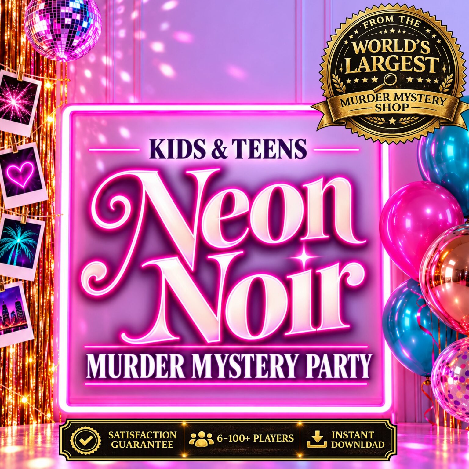 Neon Murder Mystery Party Game for Kids, Tweens & Teens Ages 10+
